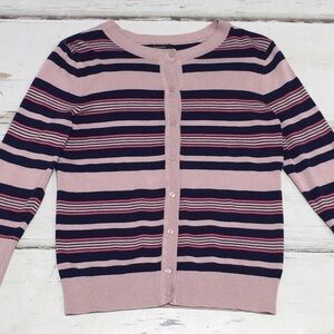Halogen Cardigan Sweater Stripes Pink Blue Small
